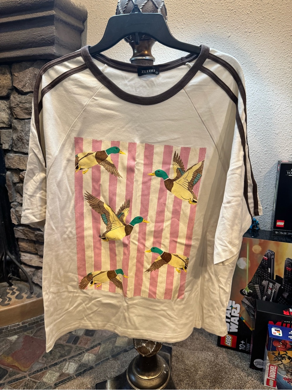 Zutter T-Shirt with Pink Stripe & Duck Print